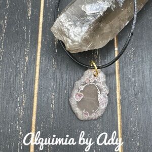 BIG SMOKY QUARTZ MEDALLION CHOKER NECKLACE STATEMENT